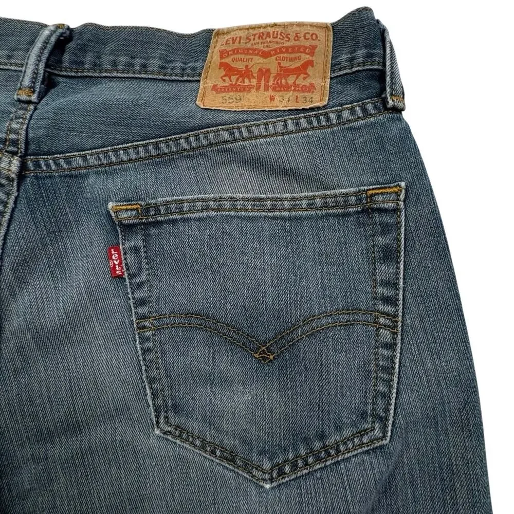 Levi's 559 Relaxed Straight Fit Jeans Men's 34x34 Blue Medium Wash Denim 2